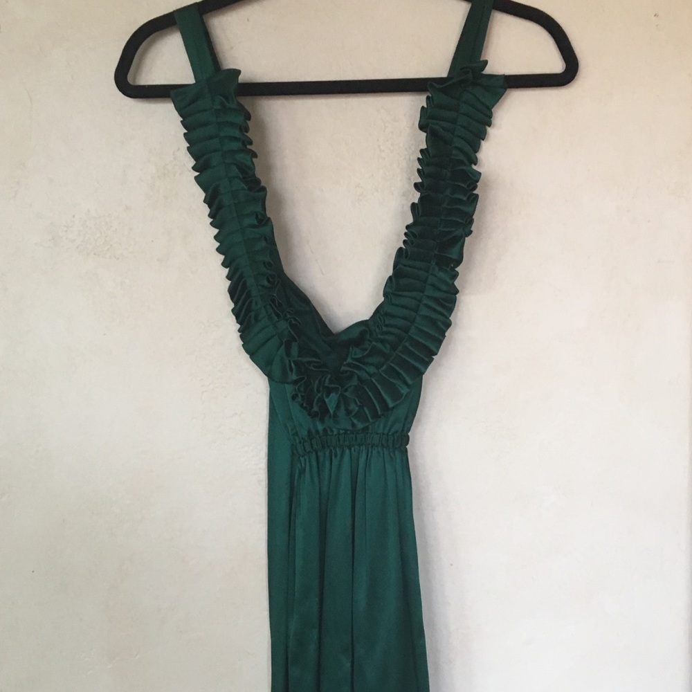 Green silk ruffle dress